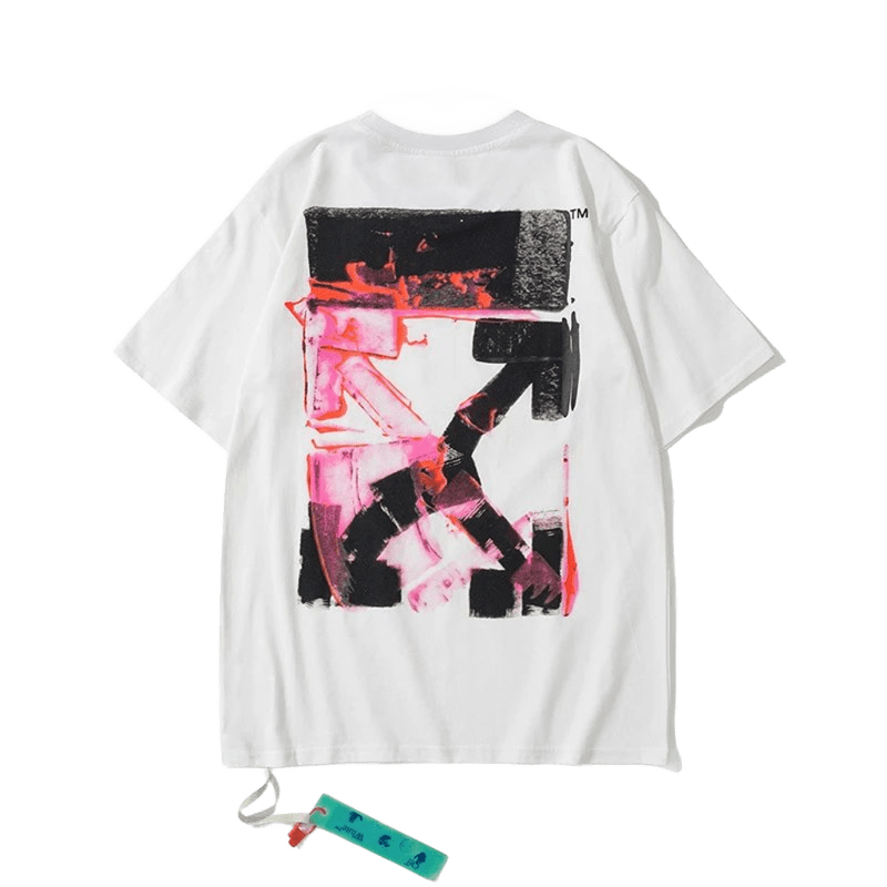 Off White Unisex Cotton Tee: Abstract Art Streetwear