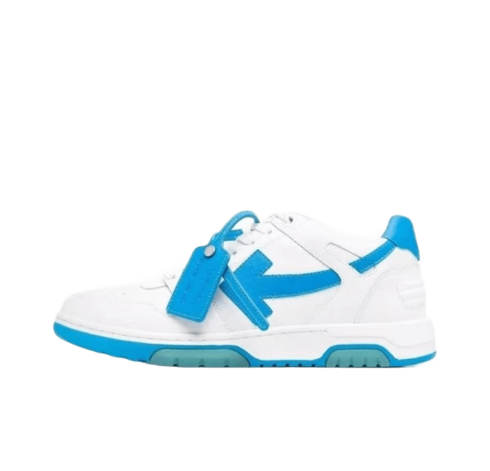 Off White White Blue Arrow Leather Sneakers | Unisex Street Style