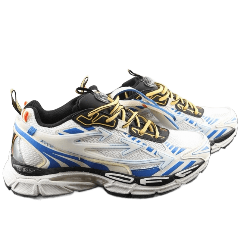 Off-White White & Blue Breathable Mesh Sneakers - Unisex