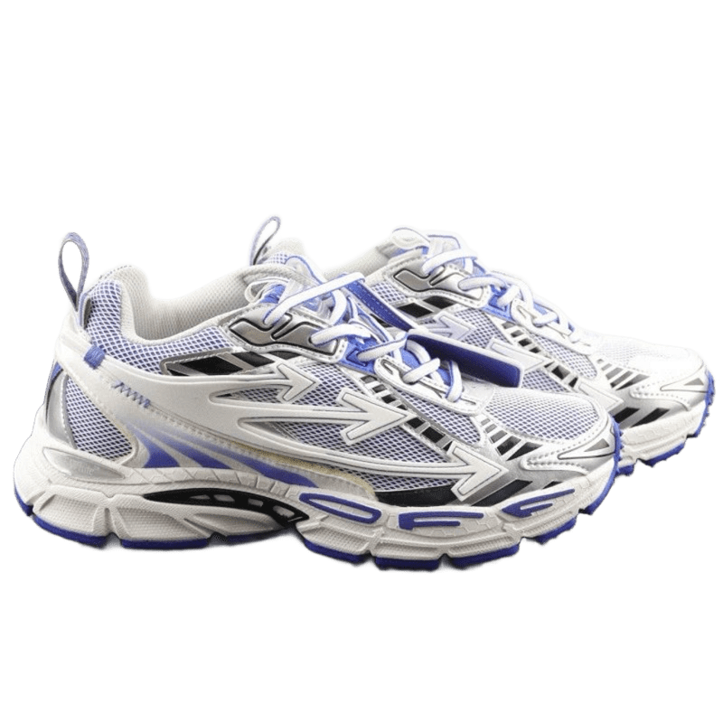 Off White White Blue Breathable Mesh Sneakers, Unisex Street Style