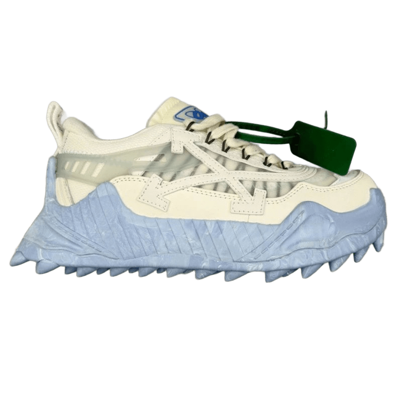 Off-White White Blue Cross-Strap Sneakers, Unisex Streetwear