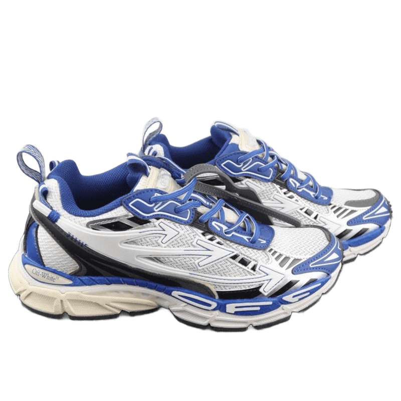 Off-White White-Blue Deconstructed Mesh Sneakers | Street Style