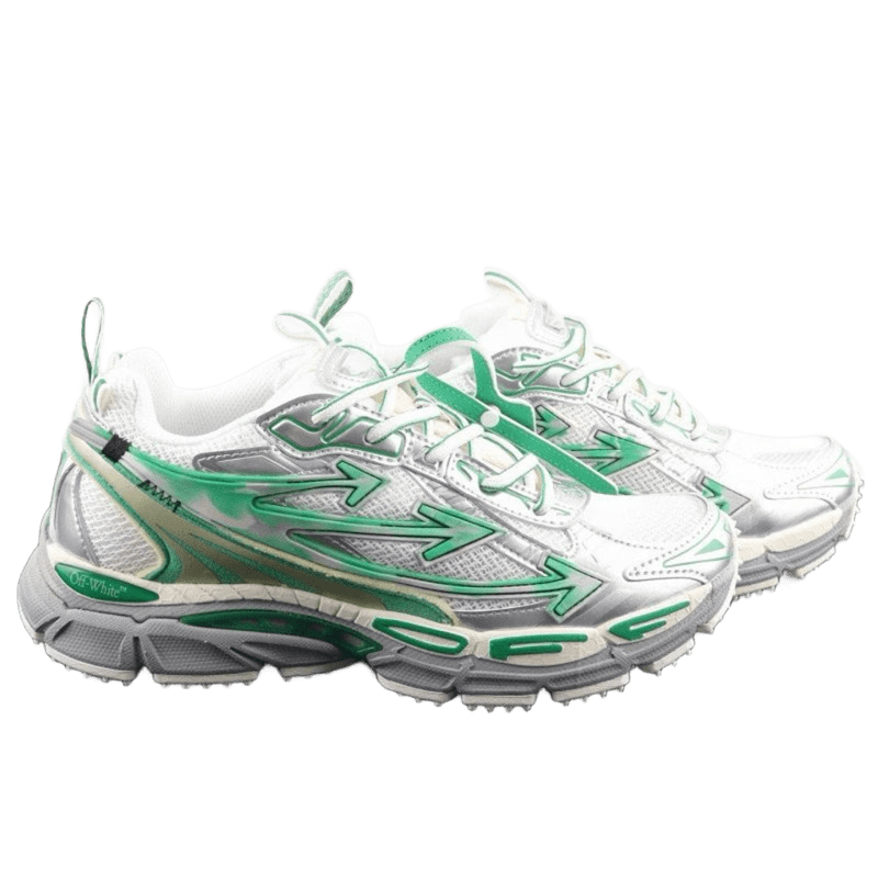 Off-White White Green Arrow Sneakers, Unisex Breathable Mesh