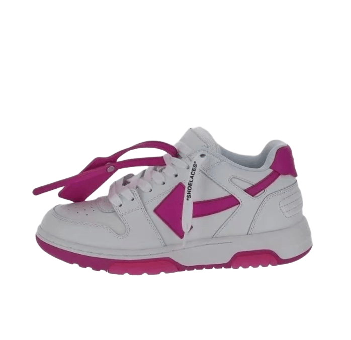 Off-White White & Pink Leather Sneakers, Unisex Street Style