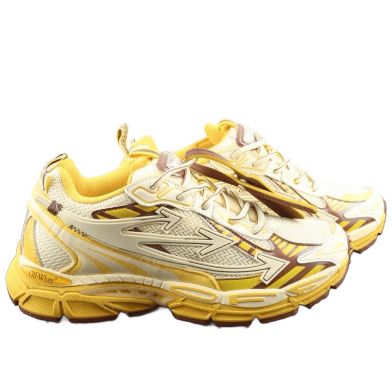 Off-White Yellow/White Mesh & Leather Support Sneakers