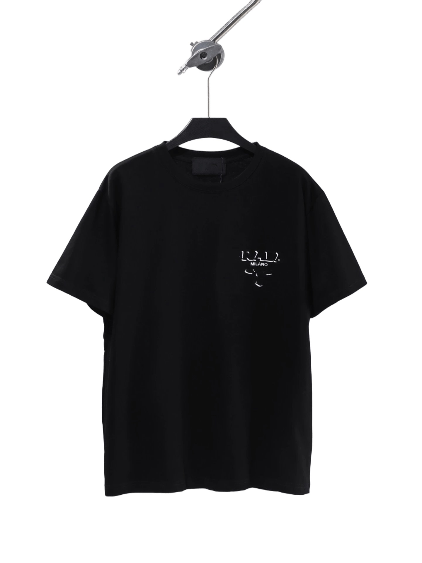 Prada Black Cotton T-Shirt with White Logo