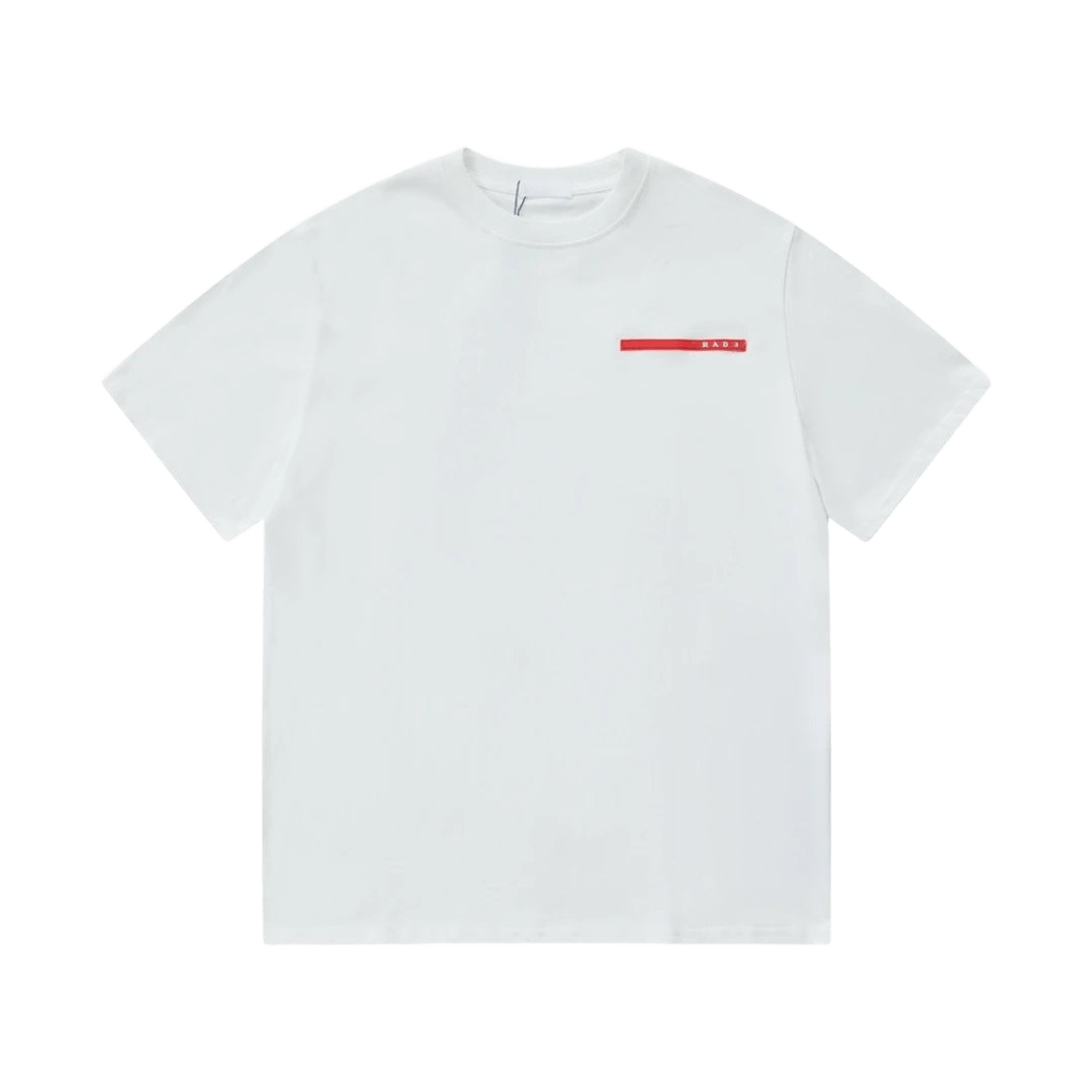 Prada Essential White Cotton T-Shirt, Red Logo