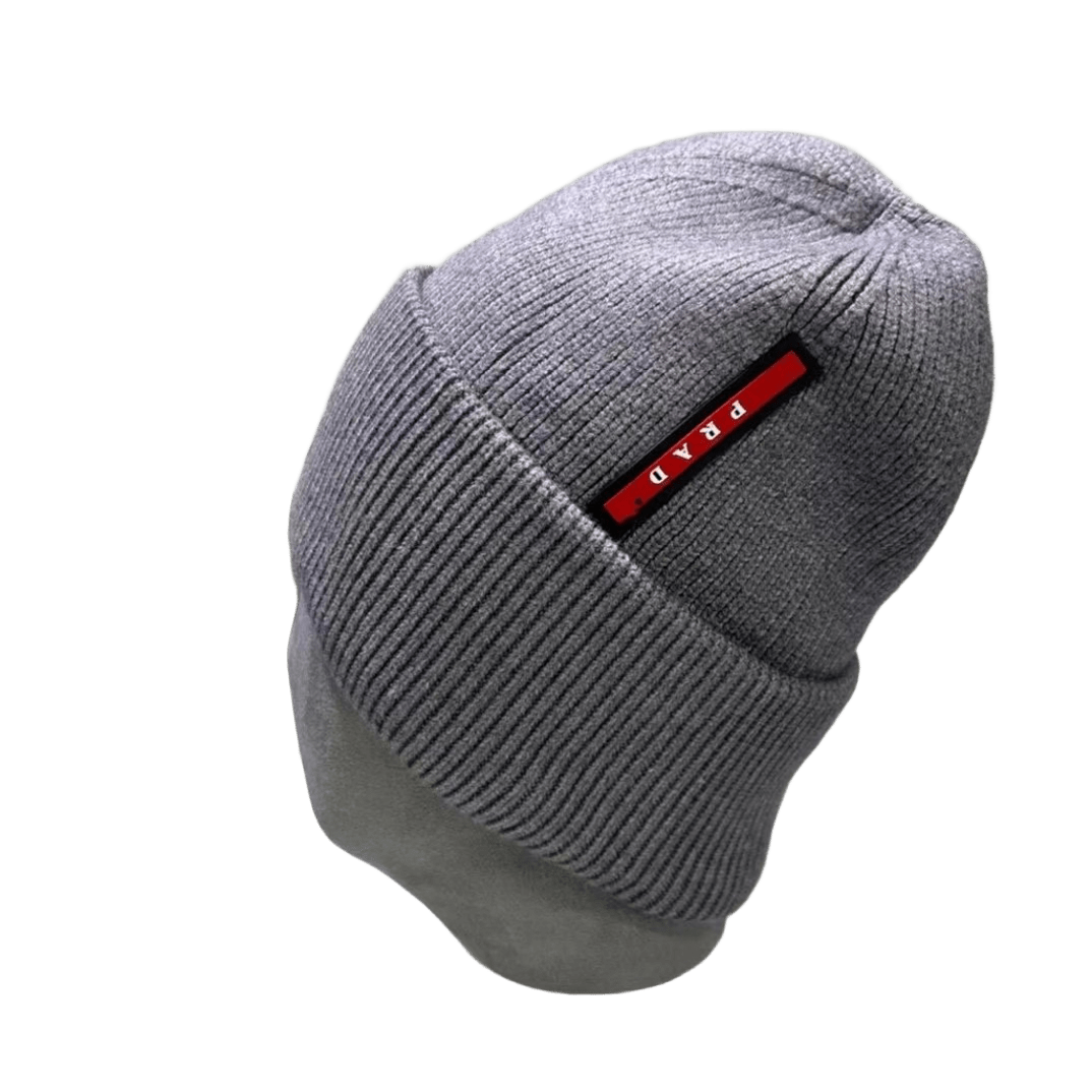 Prada Gray Wool Blend Unisex Knit Beanie