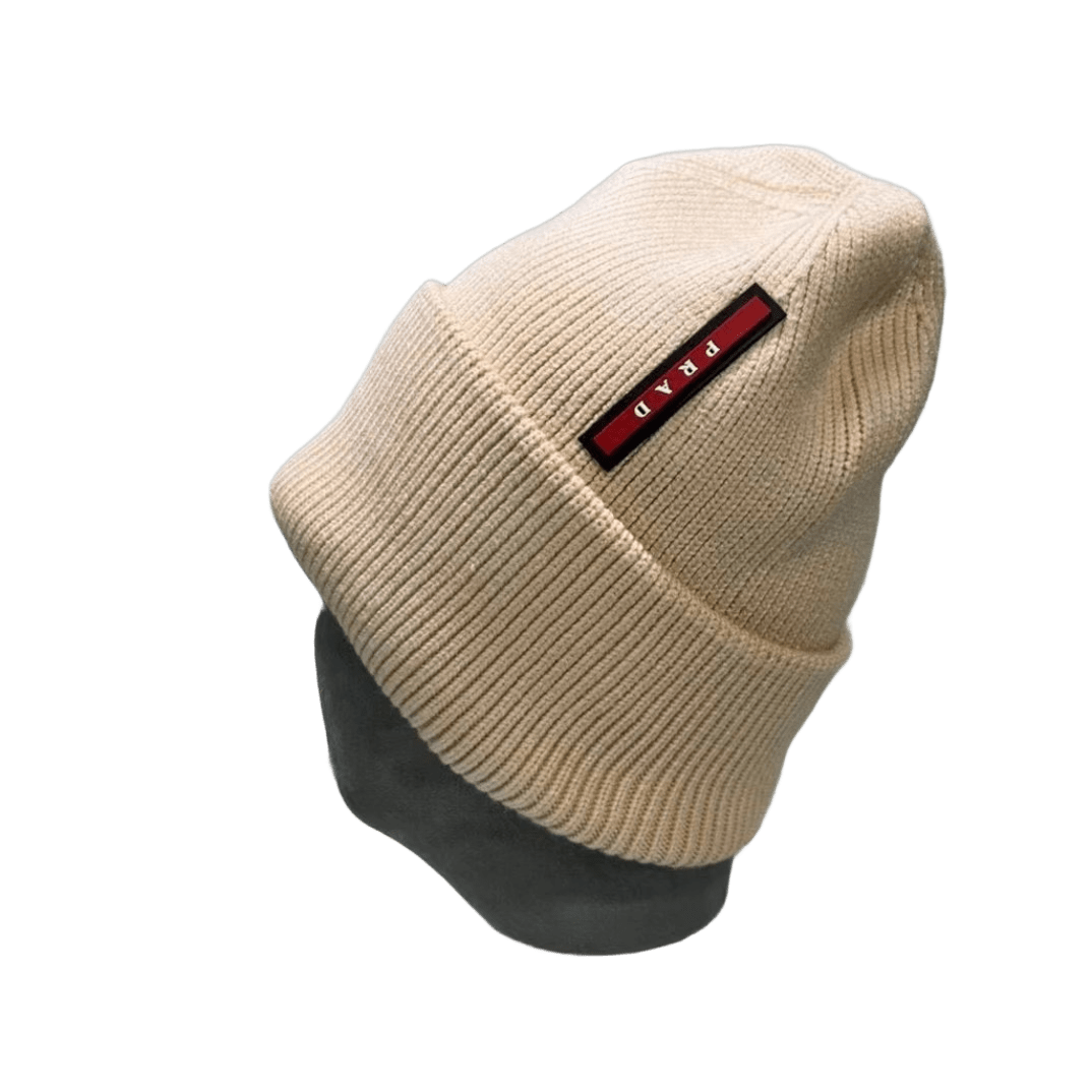 Prada Unisex Khaki Wool Blend Knit Beanie Cap