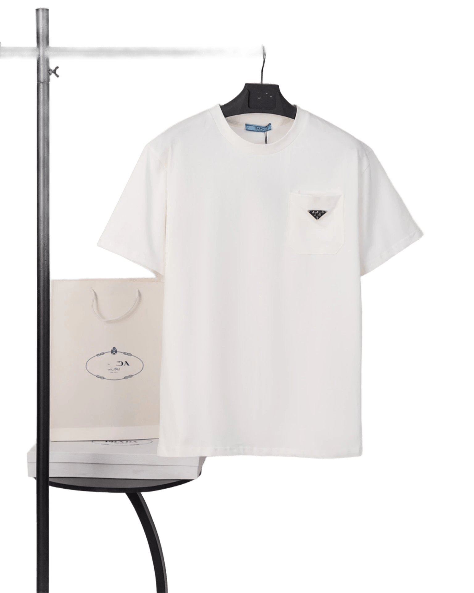 Prada White Cotton T-shirt: Unisex Minimalist Tee with Logo