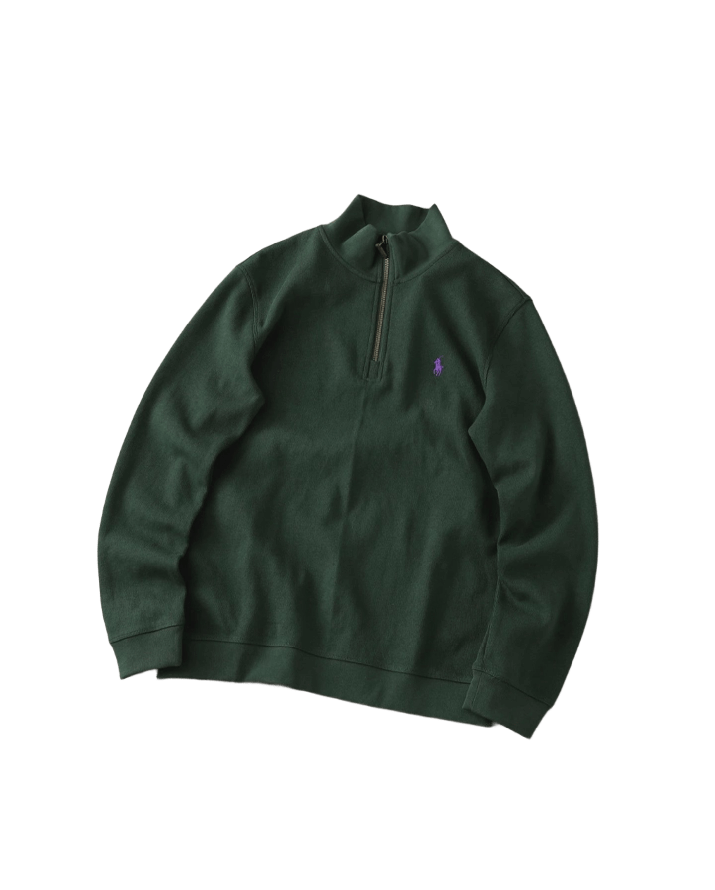 Ralph Lauren Green Cotton Half-Zip Pullover, Iconic Pony Logo