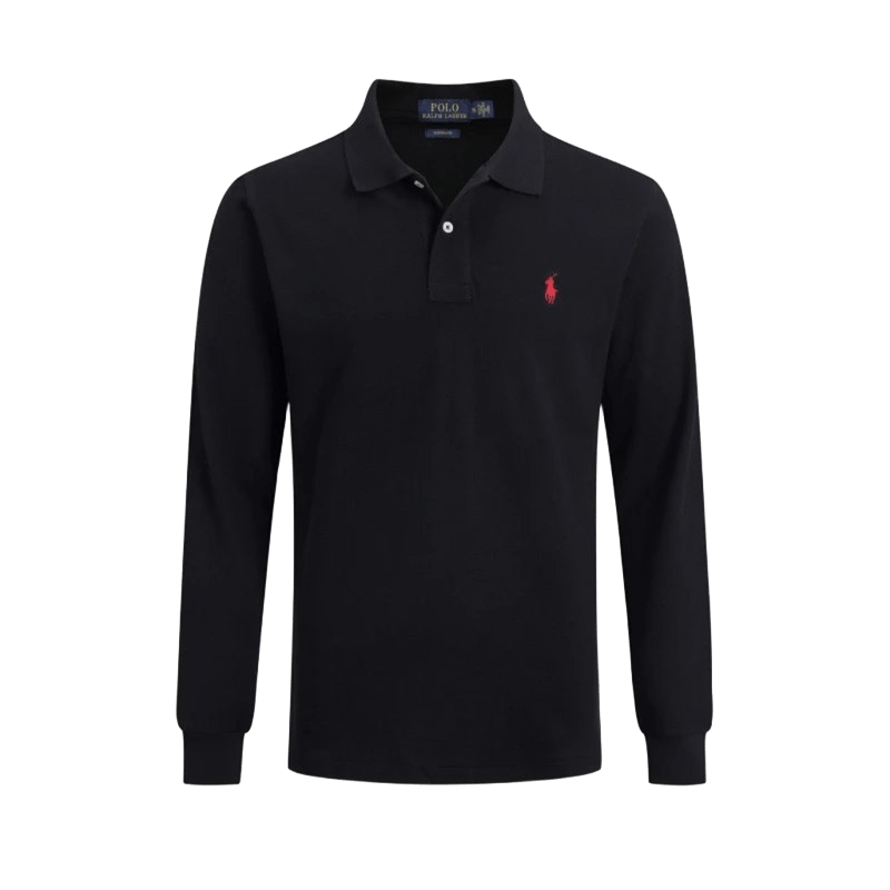 Ralph Lauren Men's Black Long Sleeve Cotton Polo