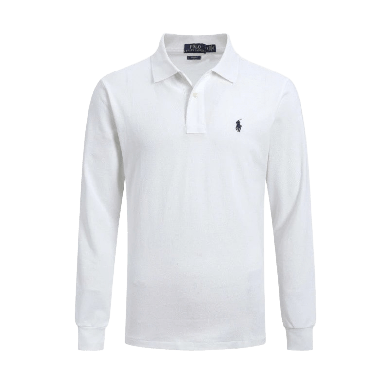 Ralph Lauren Men's Classic White Long-Sleeve Cotton Polo Shirt