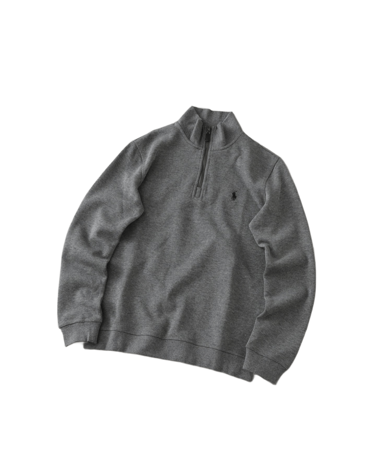 Ralph Lauren Men's Grey Cotton Half-Zip Sweatshirt w/ Pony Logo