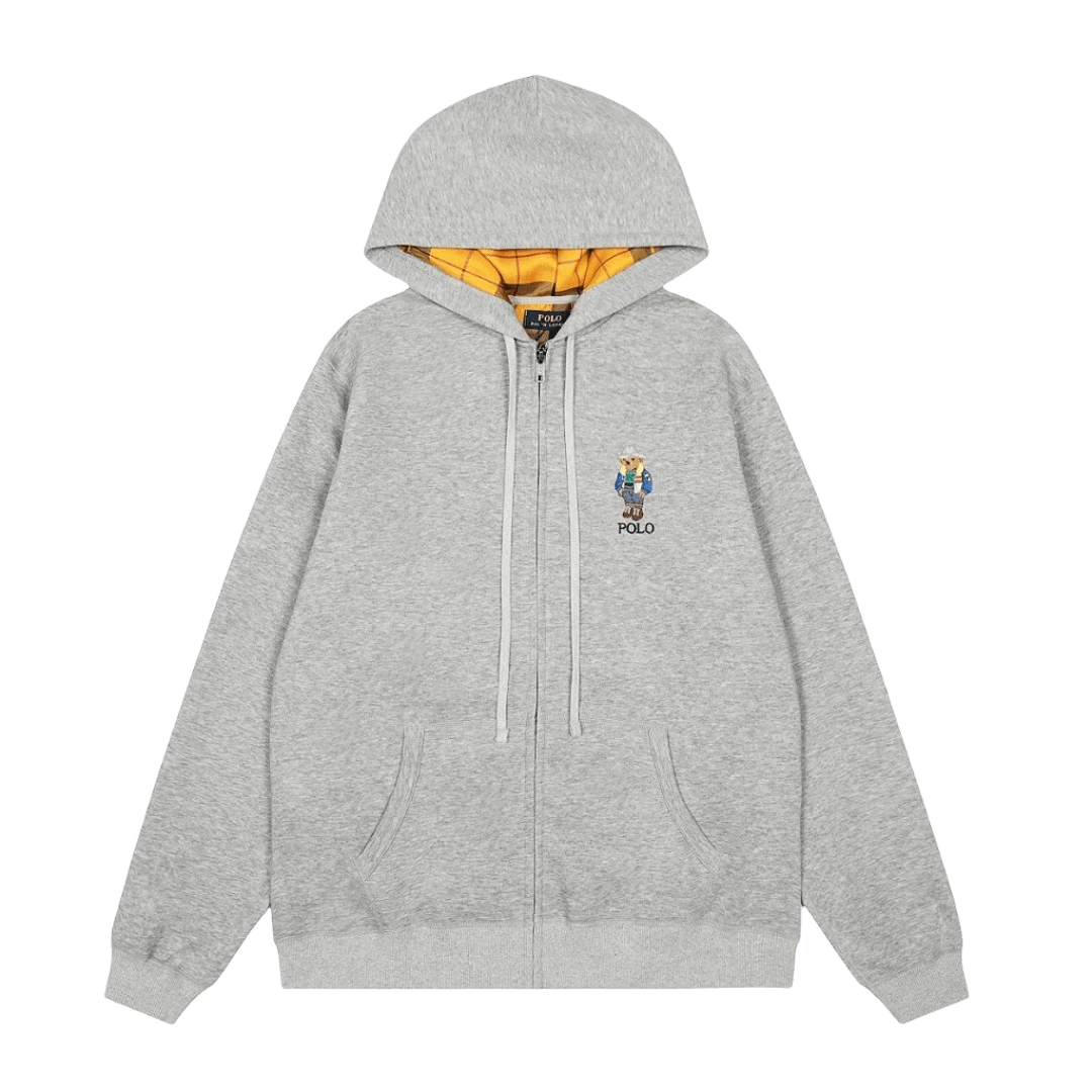 Ralph Lauren Polo Bear Hoodie: Grey Cotton Unisex Sweatshirt