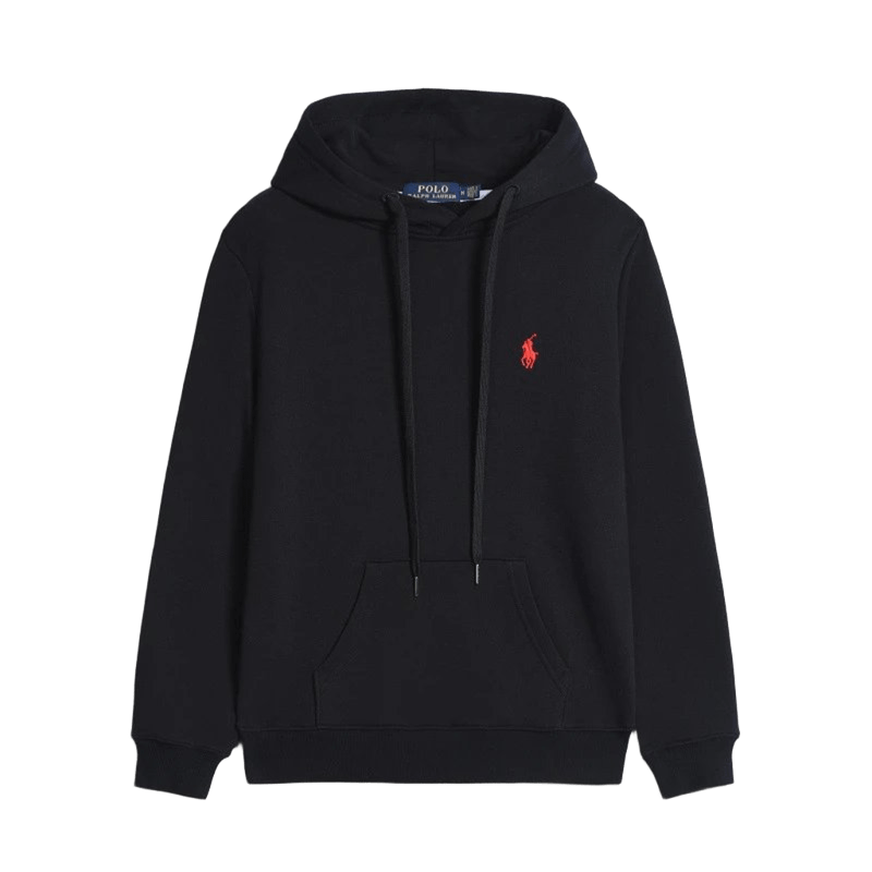 Ralph Lauren Polo Black Cotton Hoodie: Iconic Logo