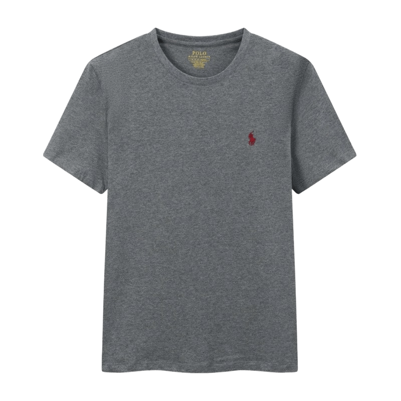 Ralph Lauren Polo Grey Cotton Crewneck T-Shirt with Logo