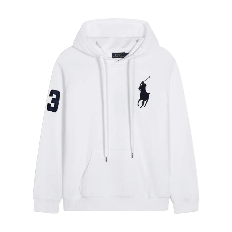 Ralph Lauren Polo Hoodie: Cotton, Logo, Sleeve '3'