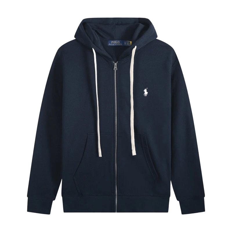 Ralph Lauren Polo Hoodie: Deep Blue, Zip-Front, Iconic Logo