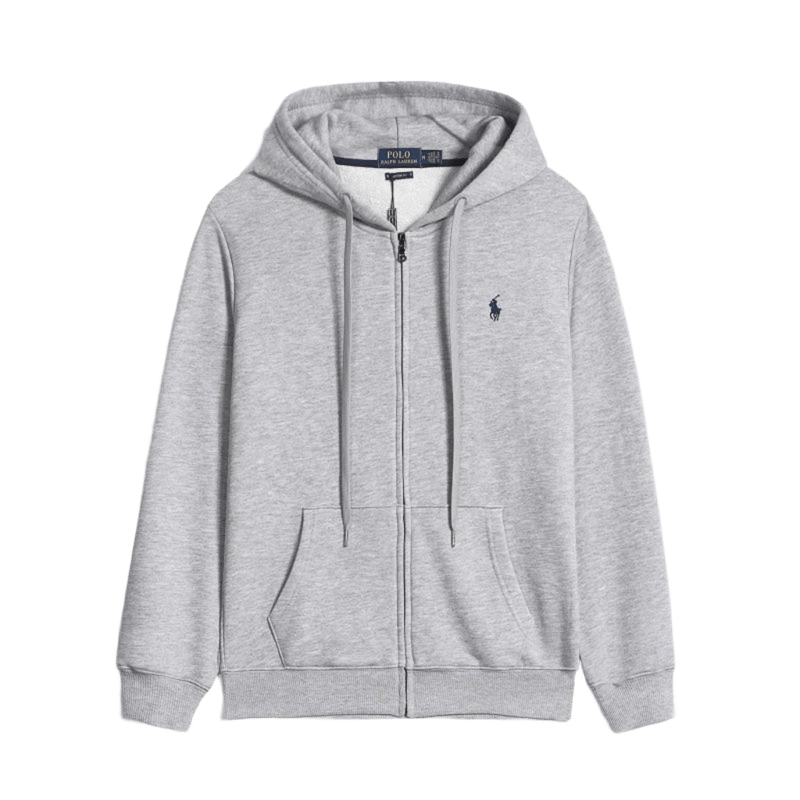 Ralph Lauren Polo Light Grey Cotton Zip Hoodie, Unisex
