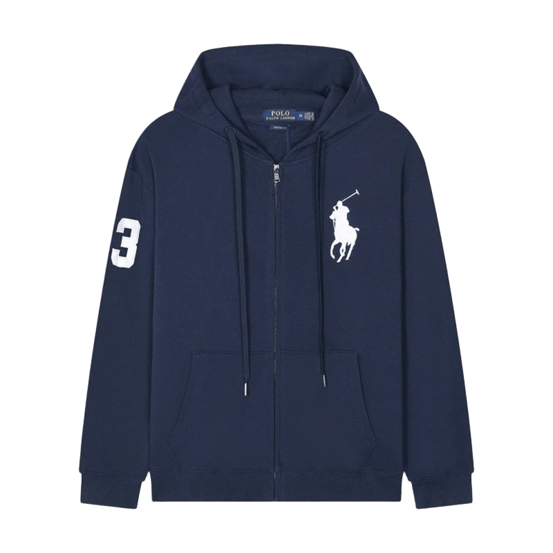 Ralph Lauren Polo Navy Zip Hoodie with Iconic Pony Logo