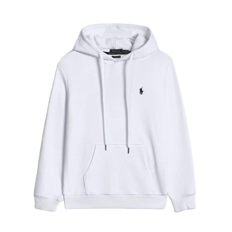 Ralph Lauren Polo White Cotton Hoodie: Unisex Classic Pullover