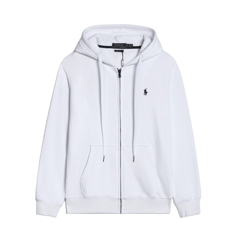 Ralph Lauren Polo White Cotton Zip Hoodie: Unisex