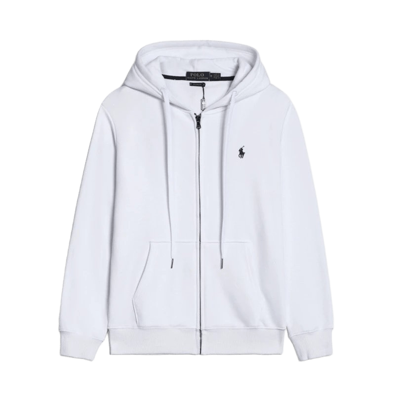 Ralph Lauren Polo White Cotton Zip Hoodie, Unisex