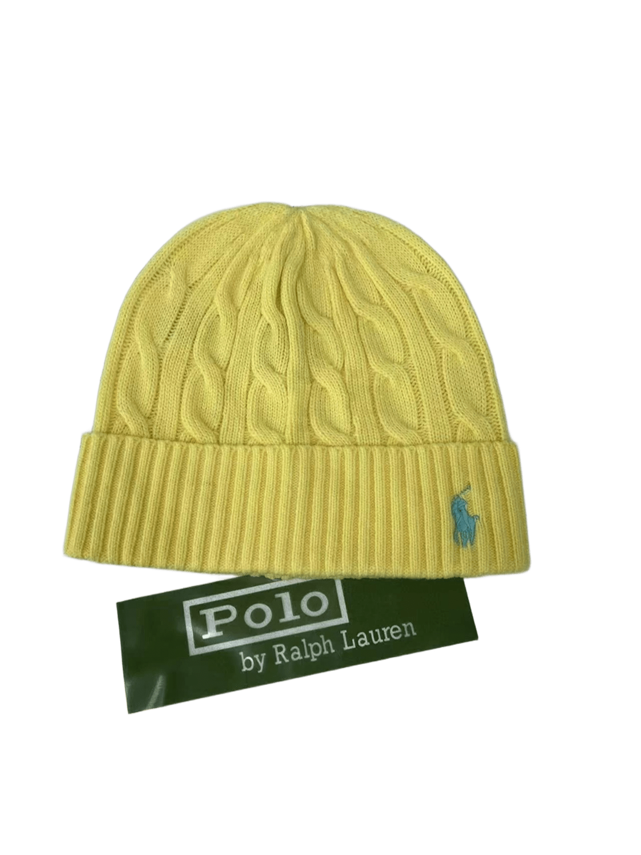 Ralph Lauren Polo Yellow Knit Beanie, Unisex Cable Hat
