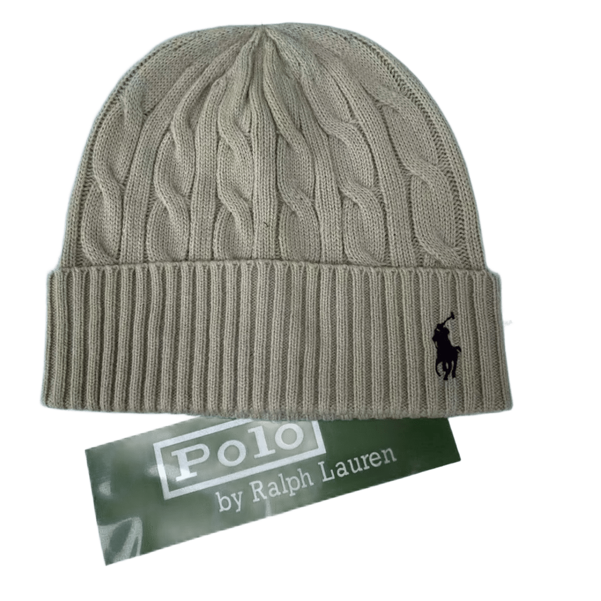Ralph Lauren Unisex Wool Blend Cable Knit Beanie with Pony Logo