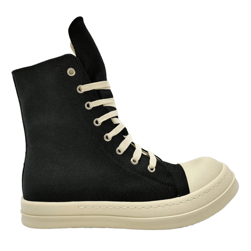 Rick Owens Avant-Garde Black High-Top Canvas Sneakers