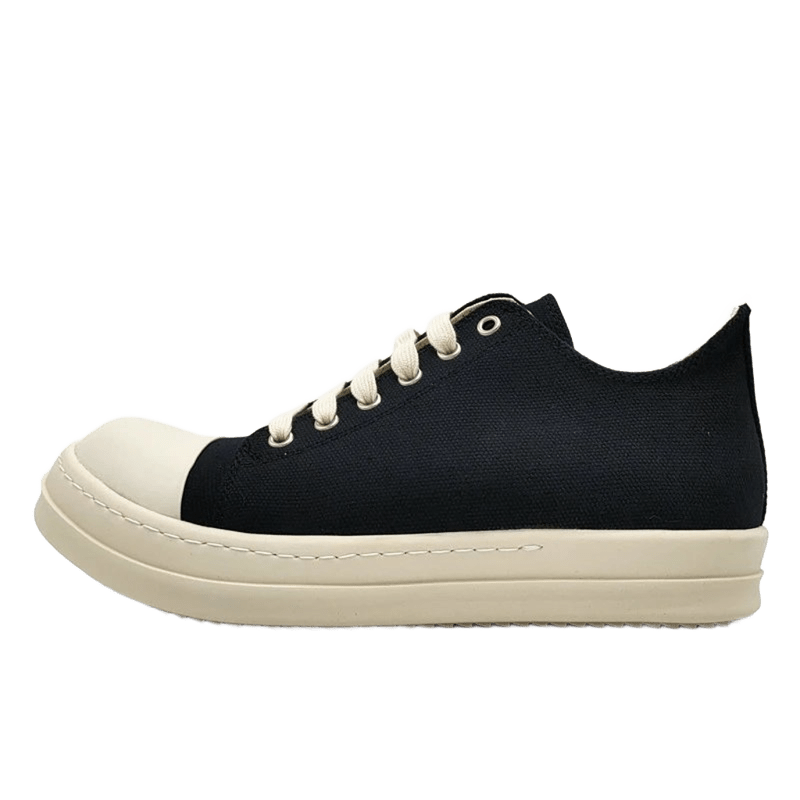 Rick Owens Black Canvas Sneakers Unisex Avant-Garde Lace-Up