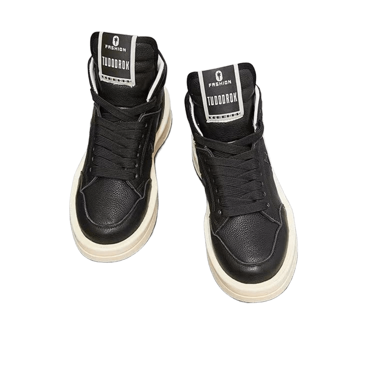 Rick Owens Black Leather High-Top Sneakers Unisex
