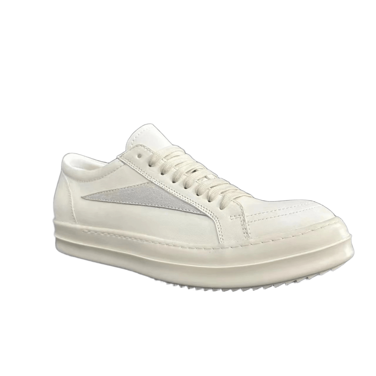 Rick Owens White Leather Sneakers: Unisex Avant-Garde
