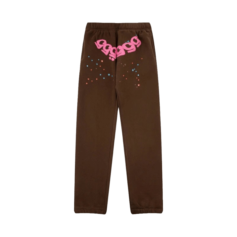SP5DER Brown Sweatpants: Warm Knit Joggers, Unisex Street Style