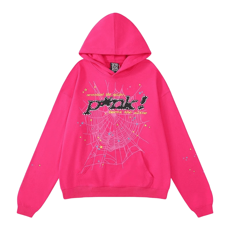 SP5DER Rose Pink Hoodie: Unisex Cotton Streetwear