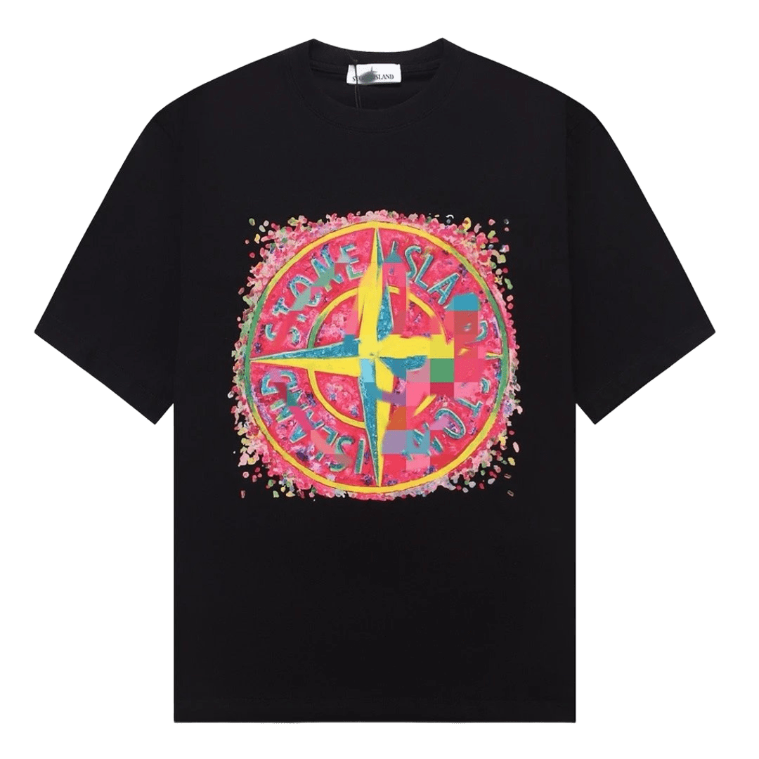 Stone Island 90s Retro Unisex Cotton Tee, Black