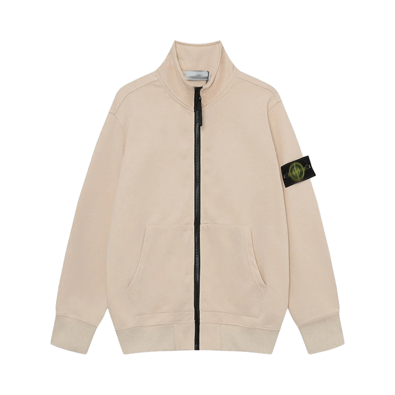 Stone Island Beige Cotton Zip Jacket - Unisex Street Style