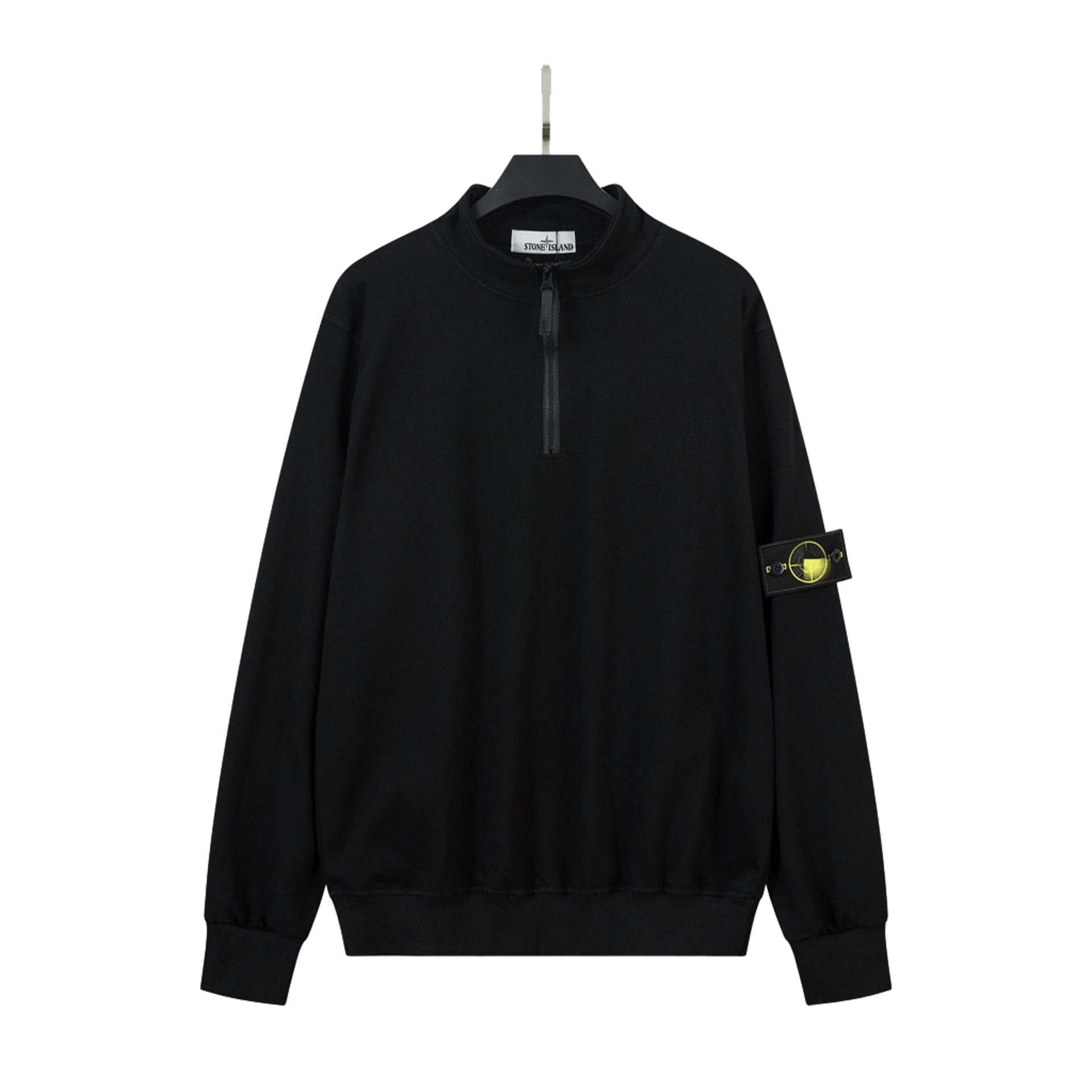 Stone Island Black Cotton Half-Zip Sweatshirt, Unisex