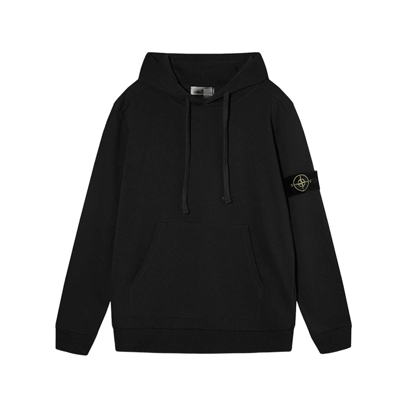 Stone Island Black Hoodie: Unisex Winter Warmth