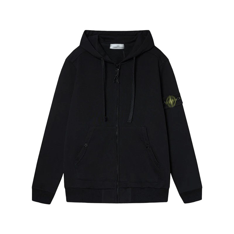 Stone Island Black Zip Hoodie: Unisex, Warm, Premium Streetwear