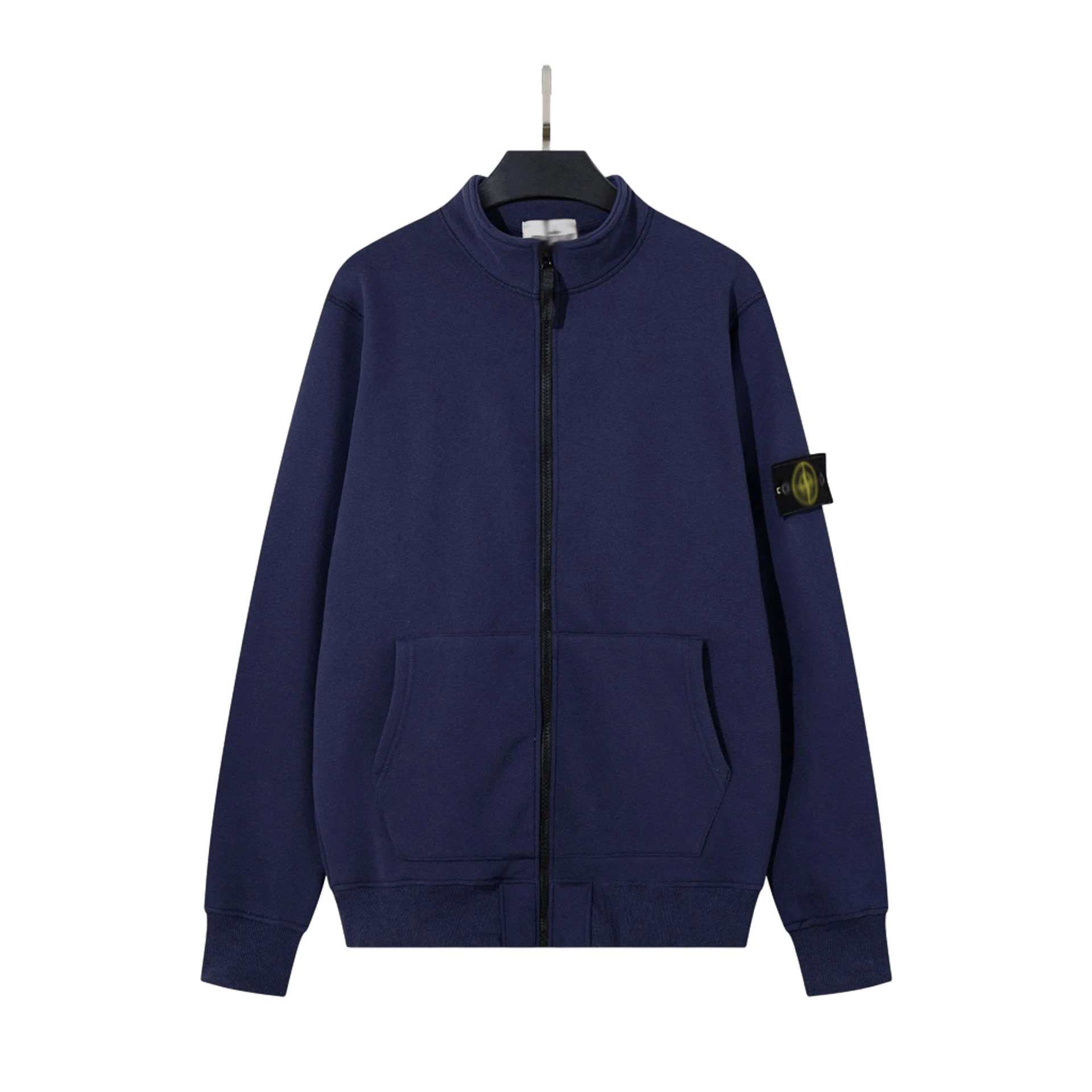 Stone Island Blue Zip Hoodie: Cotton, Warm, Badge