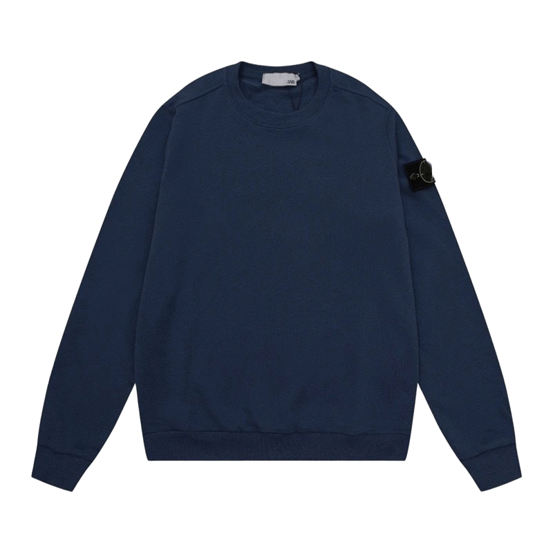 Stone Island Deep Blue Cotton Hoodie: Unisex Crewneck, Compass Patch