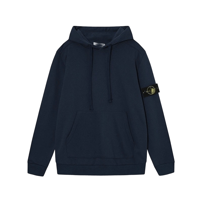 Stone Island Deep Blue Cotton Hoodie: Warm Unisex Streetwear