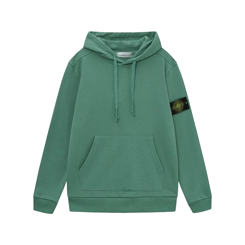 Stone Island Green Cotton Hoodie: Unisex Warm Streetwear