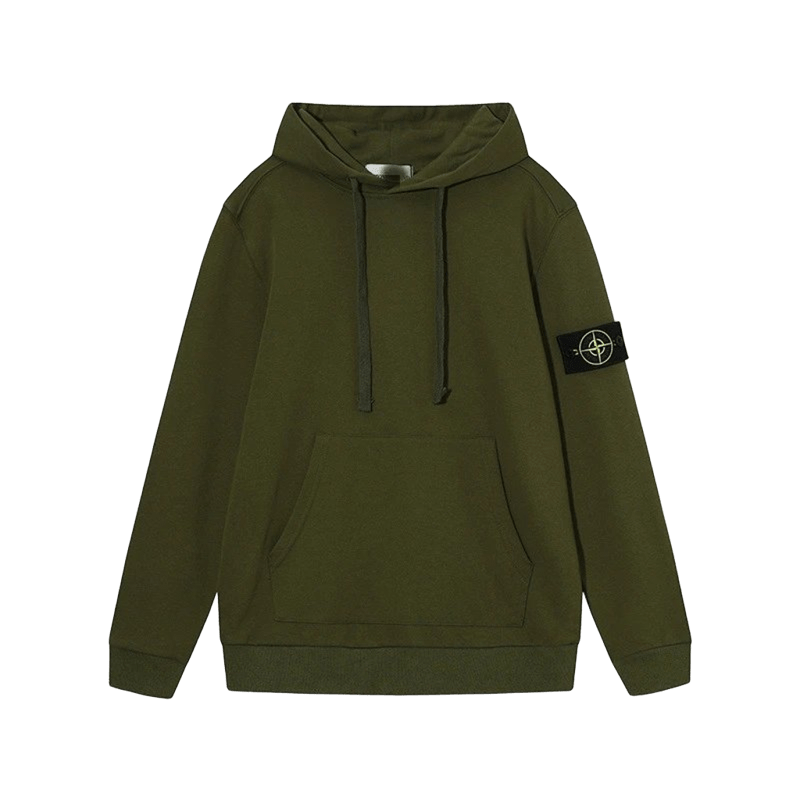 Stone Island Green Hoodie: Cozy Unisex Workwear w/ Badge