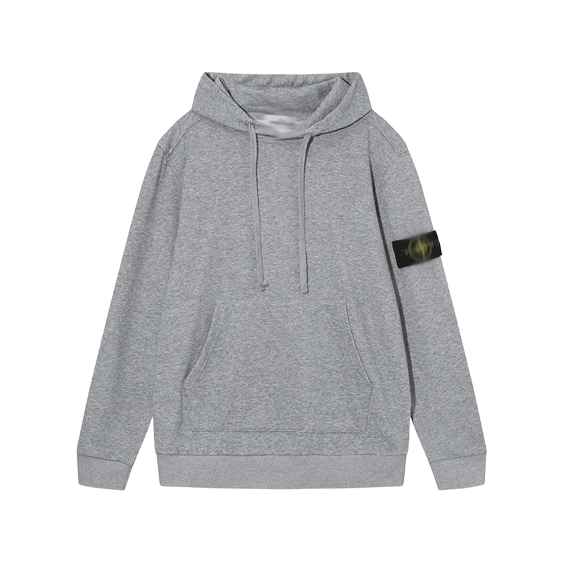 Stone Island Grey Cotton Hoodie: Unisex Streetwear w/ Badge