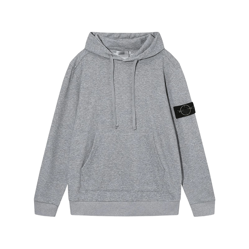 Stone Island Grey Cotton Hoodie: Unisex Warm Streetwear