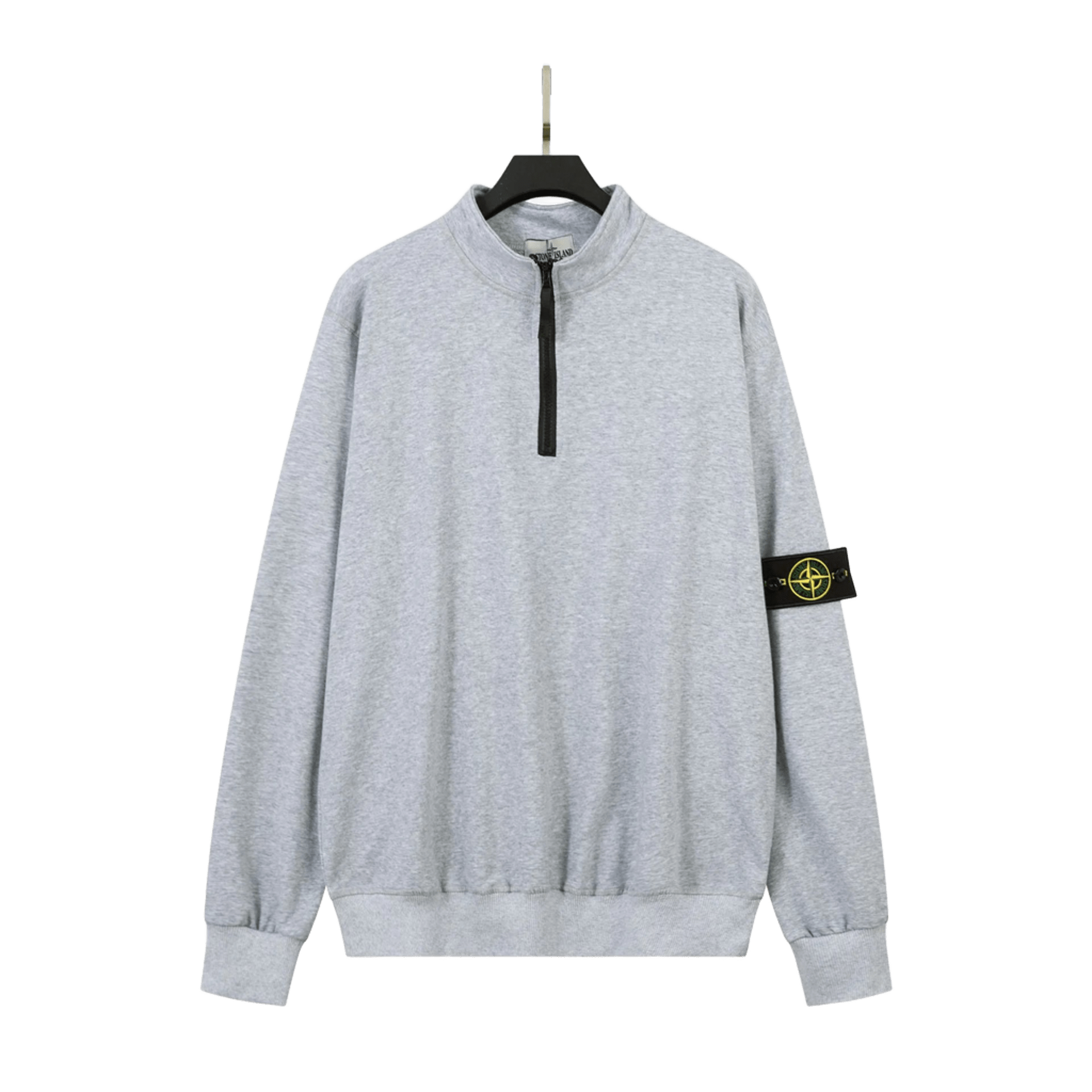 Stone Island Grey Cotton Semi-Zip Sweatshirt | Unisex
