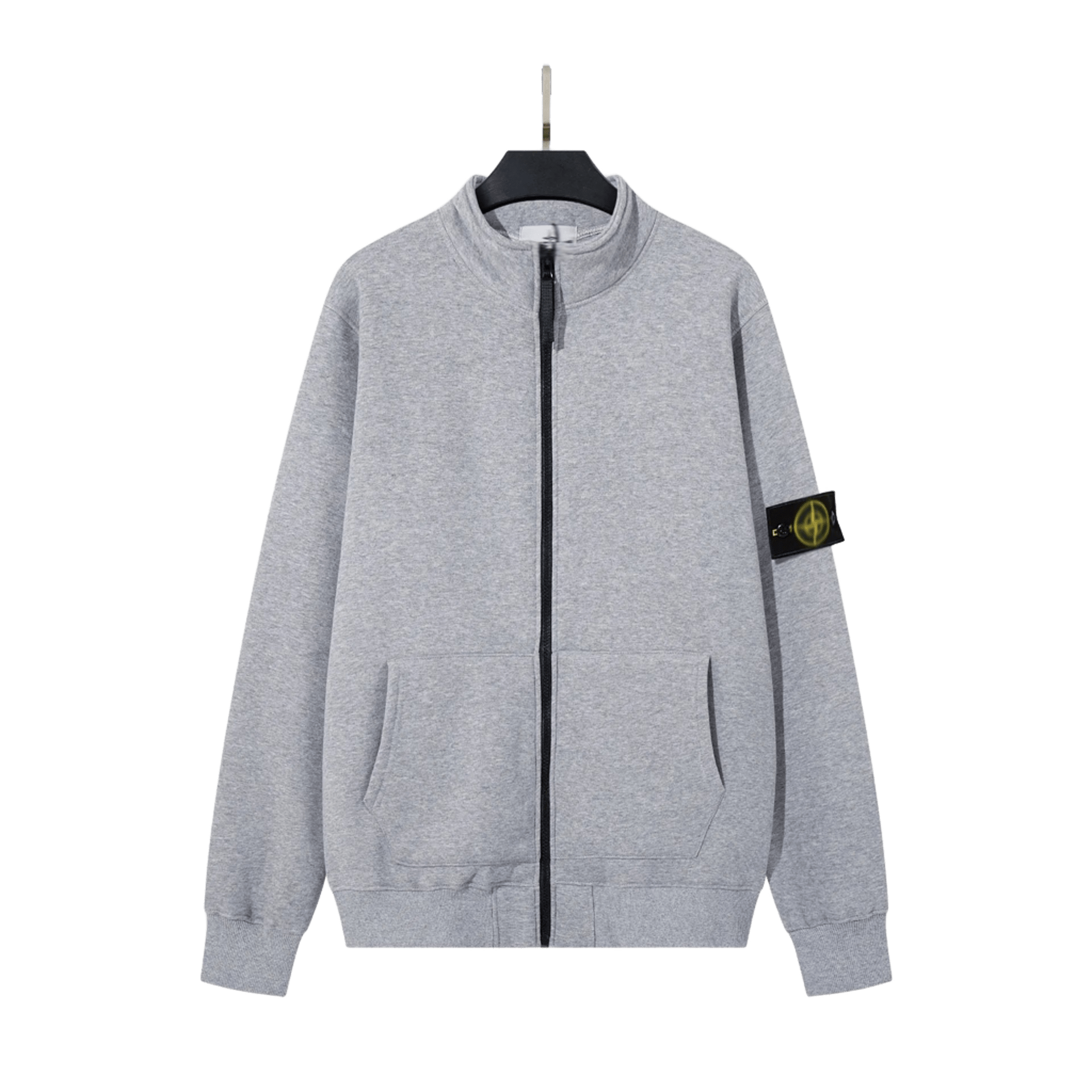 Stone Island Grey Zip Hoodie: Cotton, Warm & Iconic Patch